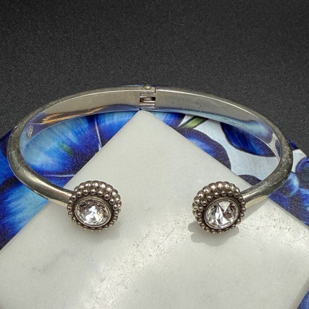 Brighton Twinkle Open Hinged Bangle Bracelet #M59 silver tone clear crystals